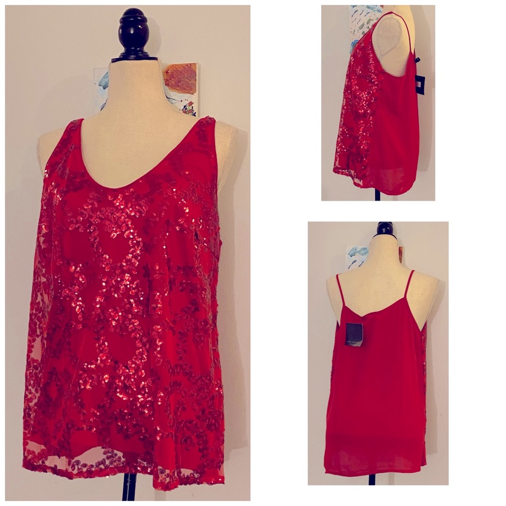 NWT Marc New York Sequins Spaghetti Strap Top Large